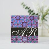 TOPKAPI BLUE BLACK PINK DAMASK MONOGRAM green Kaart (Staand voorkant)