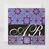 TOPKAPI BLUE BLACK PINK DAMASK MONOGRAM green Kaart (Voorkant)