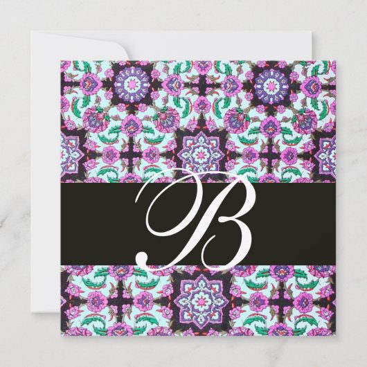 TOPKAPI DAMASK MONOGRAM zwart roze blauw groen Kaart (Voorkant)