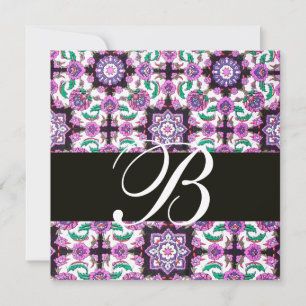 TOPKAPI DAMASK MONOGRAM zwart wit roze groen Kaart