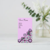 TOPKAPI, DAMASKFLORAAL PINK PAARSE ZWARTE STROMEN VISITEKAARTJE (Staand voorkant)