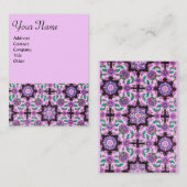 TOPKAPI, DAMASKFLORAAL PINK PAARSE ZWARTE STROMEN VISITEKAARTJE (Voorkant / Achterkant)