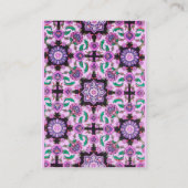 TOPKAPI, DAMASKFLORAAL PINK PAARSE ZWARTE STROMEN VISITEKAARTJE (Achterkant)