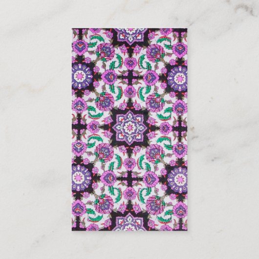 TOPKAPI, FLORAL DAMASK PINK BLACK DAMASKSTROMEN VISITEKAARTJE (Achterkant)