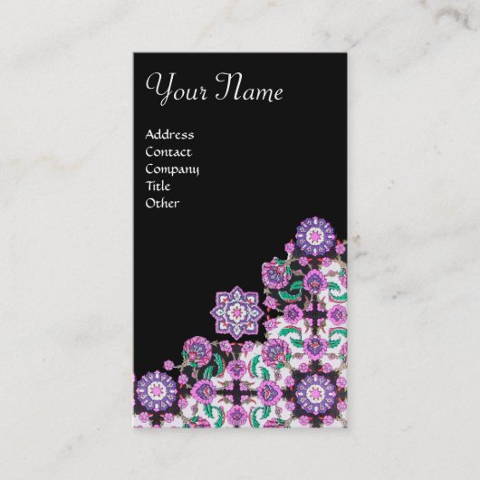 TOPKAPI, FLORAL DAMASK PINK BLACK DAMASKSTROMEN VISITEKAARTJE (Voorkant)