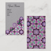 TOPKAPI, FLORAL PINK BLACK ORIENTAL FLOWERS Grey Visitekaartje (Voorkant / Achterkant)