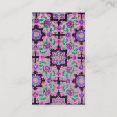 TOPKAPI, FLORAL PINK BLACK ORIENTAL FLOWERS Grey Visitekaartje (Achterkant)