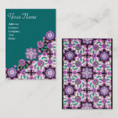 TOPKAPI, FLORAL PINK GREEN ORIENTAL DAMASKSTROMEN VISITEKAARTJE (Voorkant / Achterkant)