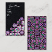 TOPKAPI, FLORAL PINK GREEN ORIENTAL FLOWERS Black Visitekaartje (Voorkant / Achterkant)