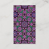 TOPKAPI, FLORAL PINK GREEN ORIENTAL FLOWERS Black Visitekaartje (Achterkant)