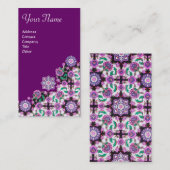 TOPKAPI, FLORAL PINK GREEN ORIENTAL FLOWERS Paars Visitekaartje (Voorkant / Achterkant)