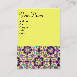 TOPKAPI, FLORAL PINK GREEN YELLOW ORIENTAL DAMASK VISITEKAARTJE