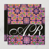 TOPKAPI ORANJE BLACK PINK DAMASK MONOGRAM geel Kaart (Voorkant / Achterkant)