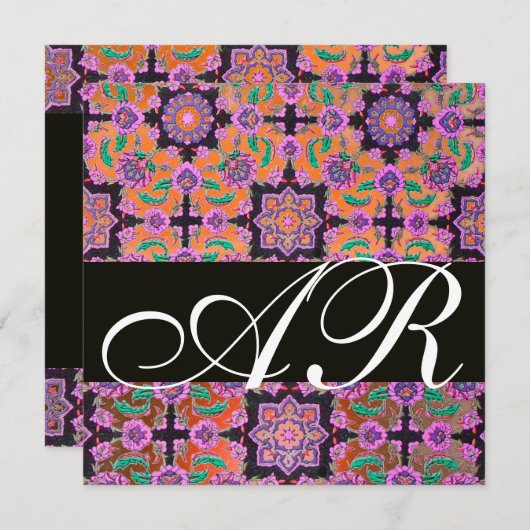 TOPKAPI ORANJE BLACK PINK DAMASK MONOGRAM geel Kaart (Voorkant / Achterkant)