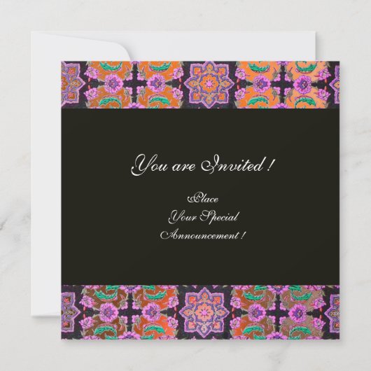 TOPKAPI ORANJE BLACK PINK DAMASK MONOGRAM geel Kaart (Achterkant)