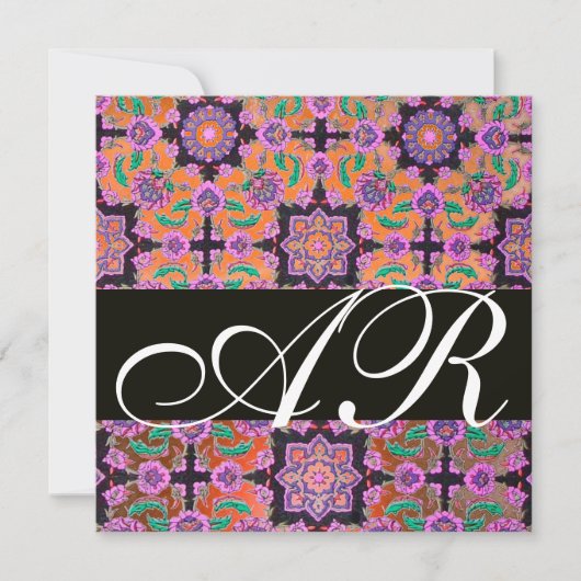 TOPKAPI ORANJE BLACK PINK DAMASK MONOGRAM geel Kaart (Voorkant)