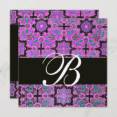 TOPKAPI PAARS BLACK DAMASK MONOGRAM roze groen Kaart (Voorkant / Achterkant)
