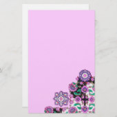 TOPKAPI/Roze Paarse Floral Damask Briefpapier (Voorkant / Achterkant)