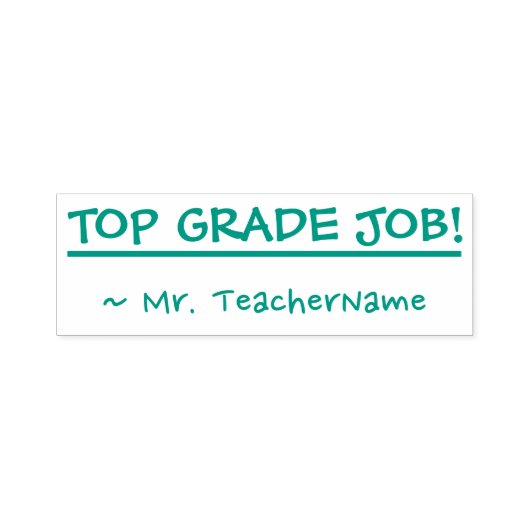 "TOPKLASSE WERK!" + Aangepaste naam docent Zelfinktende Stempel (Design)