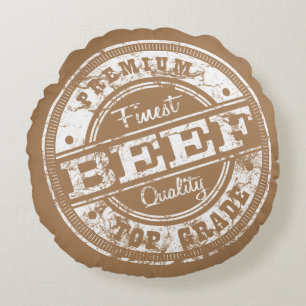 Topkwaliteit Rundvlees - Donkere Kleuren Rond Kussen