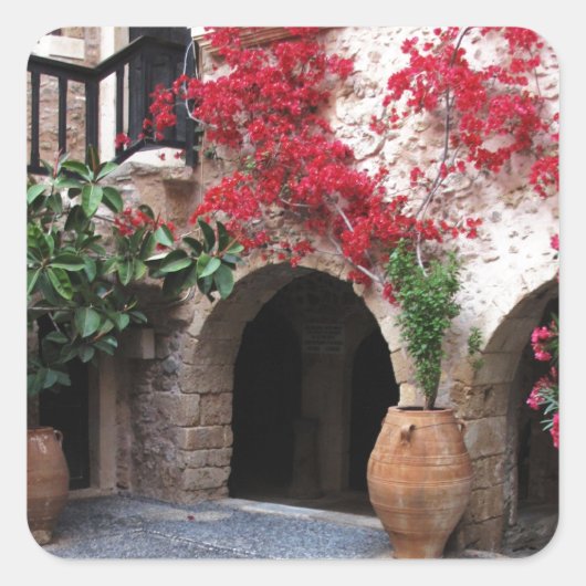 Toplou Klooster Kerk binnenplaats KRETA GRIEKENLAN Vierkante Sticker (Voorkant)