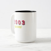 Topnummer 2003 per jaar tweekleurige koffiemok (Voorkant links)