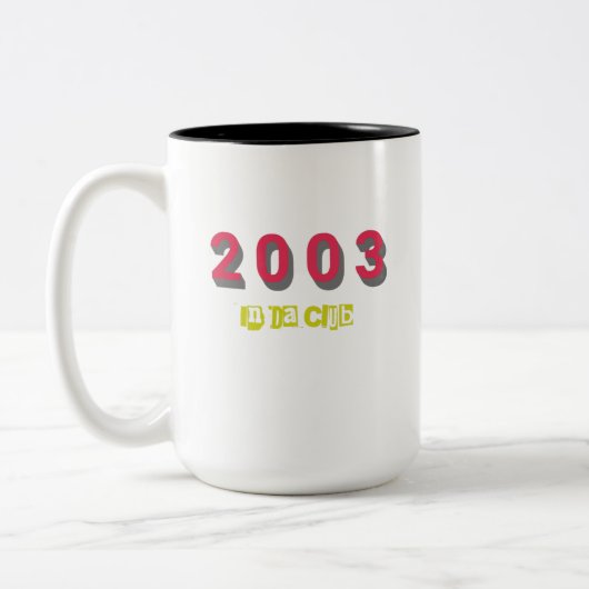 Topnummer 2003 per jaar tweekleurige koffiemok (Links)