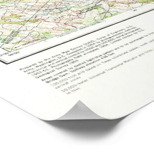 Topo-kaart Dallas Ft Worth Poster (Hoek)