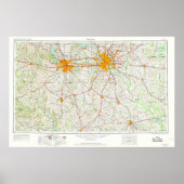 Topo-kaart Dallas Ft Worth Poster (Voorkant)