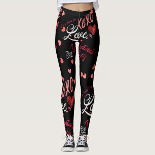 Topografie Valentijnsdag Hugs Kisses XOXO Print Leggings