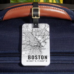 Topografie van Boston City Map Bagagelabel