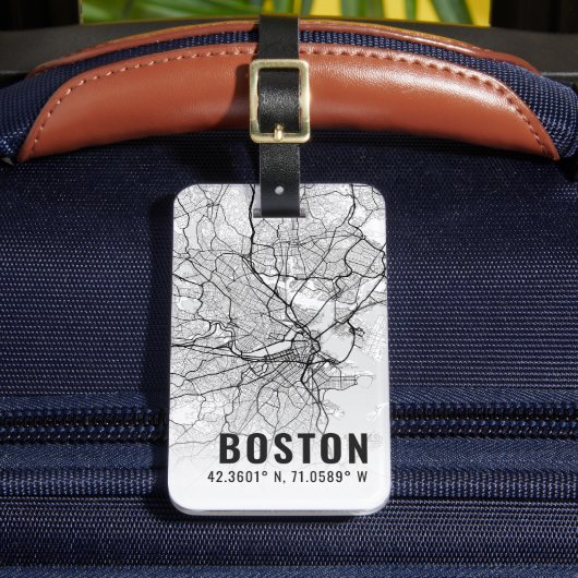 Topografie van Boston City Map Bagagelabel (Voorkant Insitu 2)