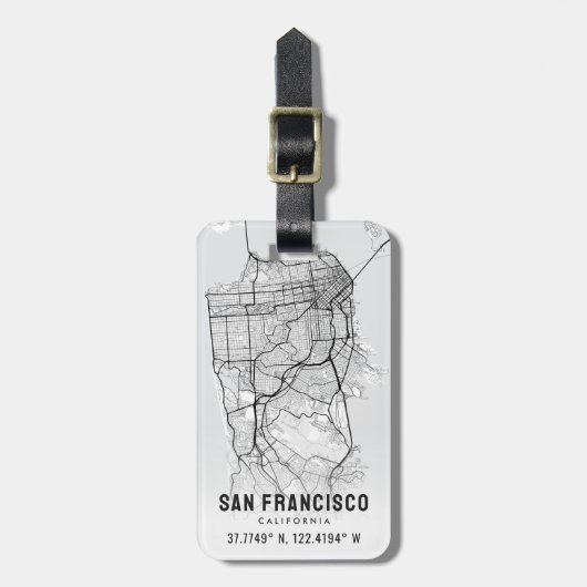 Topografie van de stadskaart van San Francisco Bagagelabel (Voorkant verticaal)