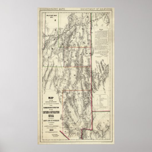 Topografie van Zuid-Nevada Poster (Voorkant)