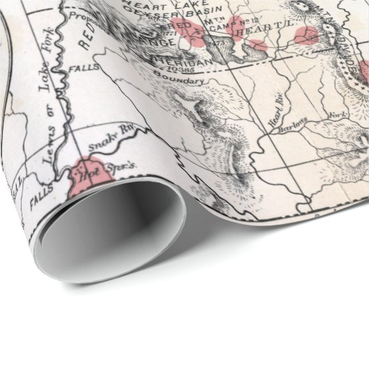 Topografisch gebied van het  Yellowstone National  Cadeaupapier (Rol Hoek)