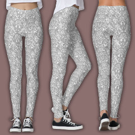 Topografisch lijnpatroon | Wit en Zwart Leggings
