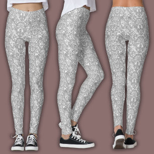 Topografisch lijnpatroon Wit en Zwart Leggings