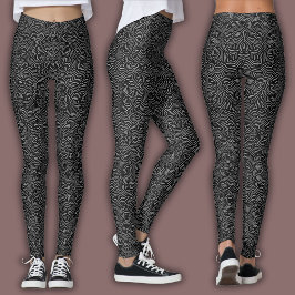 Topografisch lijnpatroon | Zwart en Wit Leggings