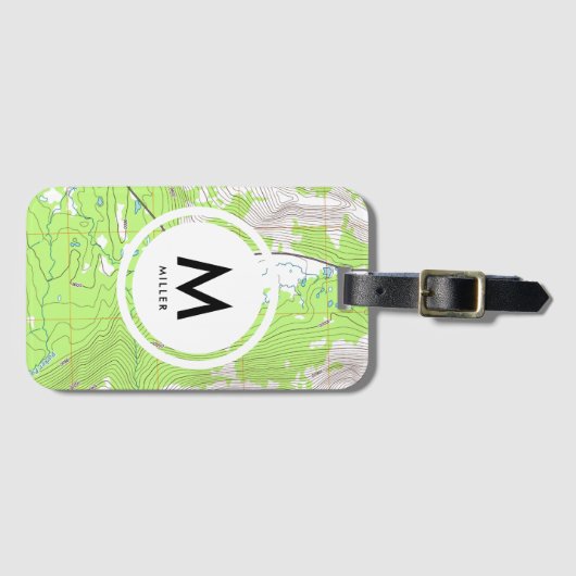 Topografisch monogram bagagelabel (Voorkant (horizontaal))