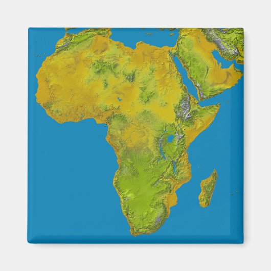 Topografisch uitzicht van Afrika Magneet (Voorkant)