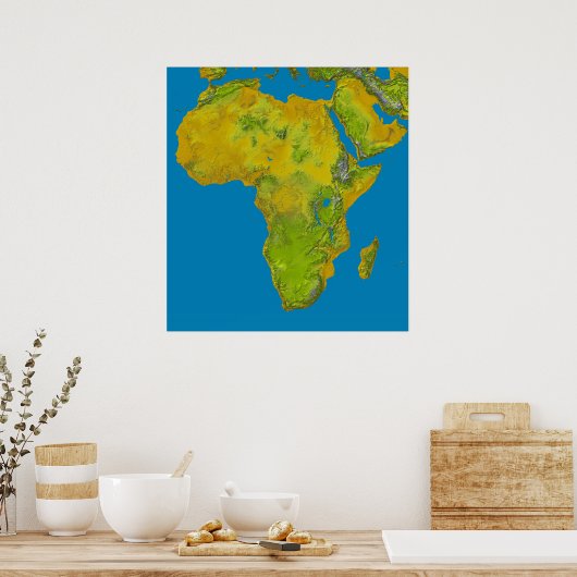 Topografisch uitzicht van Afrika Poster (Keuken)