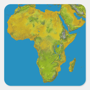 Topografisch uitzicht van Afrika Vierkante Sticker