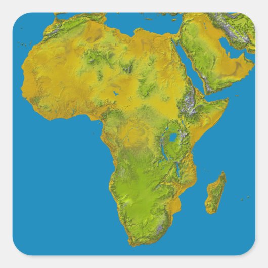 Topografisch uitzicht van Afrika Vierkante Sticker (Voorkant)