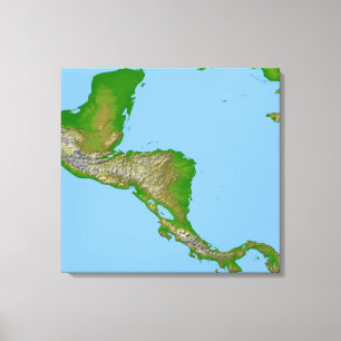 Topografisch uitzicht van Midden-Amerika Canvas Afdruk