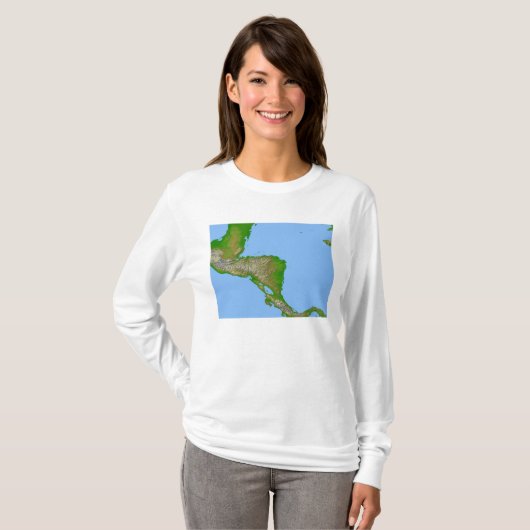 Topografisch uitzicht van Midden-Amerika T-shirt (Voorkant volledig)