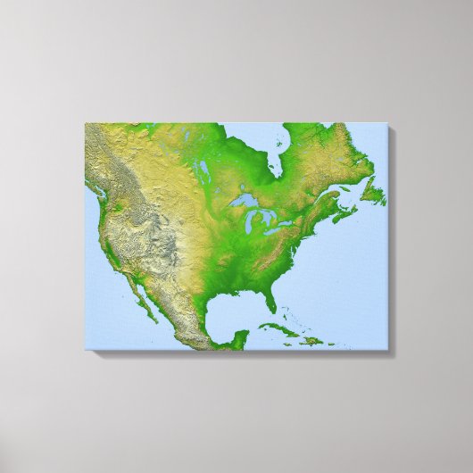 Topografisch uitzicht van Noord-Amerika Canvas Afdruk (Voorkant)