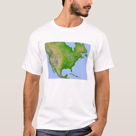 Topografisch uitzicht van Noord-Amerika T-shirt (Voorkant)