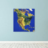 Topografisch Uitzicht van Noord- en Midden-Amerika Canvas Afdruk (Insitu (Houten vloer))