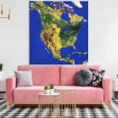 Topografisch Uitzicht van Noord- en Midden-Amerika Canvas Afdruk (Insitu (Woonkamer))