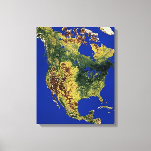 Topografisch Uitzicht van Noord- en Midden-Amerika Canvas Afdruk (Voorkant)